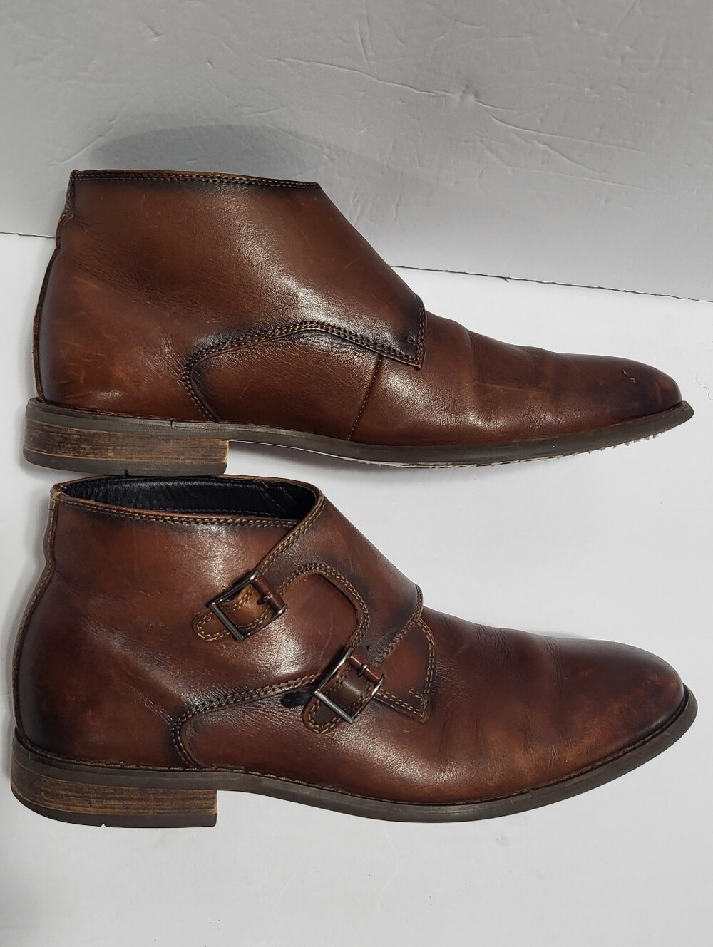 La Milano  Brown Leather Chukka Boots with Double Monk Straps